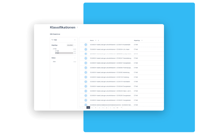 Screenshot der ATAMYA Product Cloud mit ETIM Klassifikation